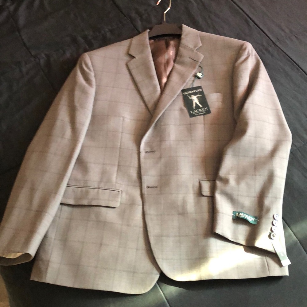 Ralph Lauren sports coat window pane latte